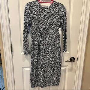 Women’s SZ S OLD NAVY BLACK & WHITE MINI FLORAL STRETCH KNEE LENGTH DRESS BNWT